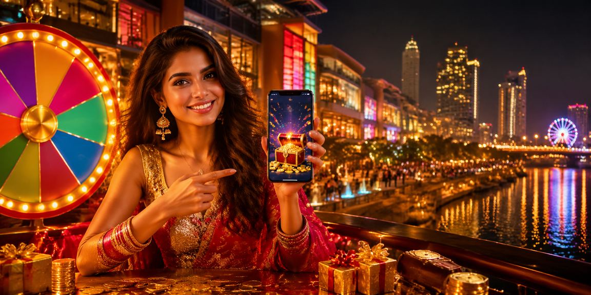 Night market in Bangalore with vibrant lights and roulette theme